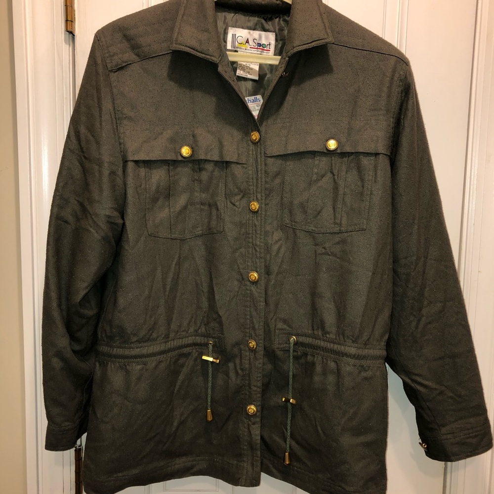Olive Green 100% Silk Utility Jacket